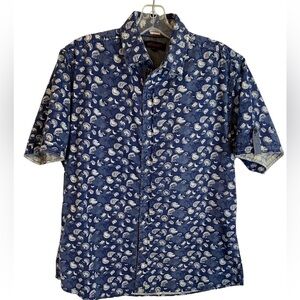 Smash  Dress Shirt Blue with White Paisley Mens Sm